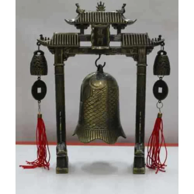 

Handwork antique Collectables Tibet Dragon percussion Tony ringing bell wholesale Decoration real Tibetan Silver Brass