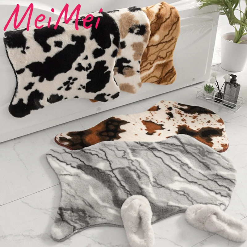 

Anti-rabbit Fur Special-shaped Furry Carpet for Bathroom Light Luxury Soft Cute Mats Non-slip Absorbent Fluffy Rugs for Bedroom