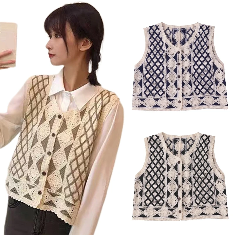 Women Vintage Argyle Diamond Plaid Crochet Sweater Vest Waistcoat Sleeveless Knitted Button Down Cropped Cardigan Jacket P8DB
Women Vintage Argyle Diamond Plaid Crochet Sweater Vest Waistcoat Sleeveless Knitted Button Down Cropped Cardigan Jacket P8DB