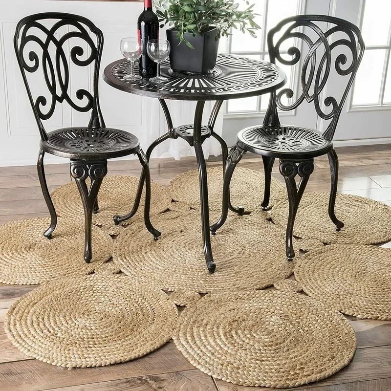 

Rug Round 100% Natural Jute Handmade Reversible Carpet Modern Living Area Rug Carpets for Bed Room