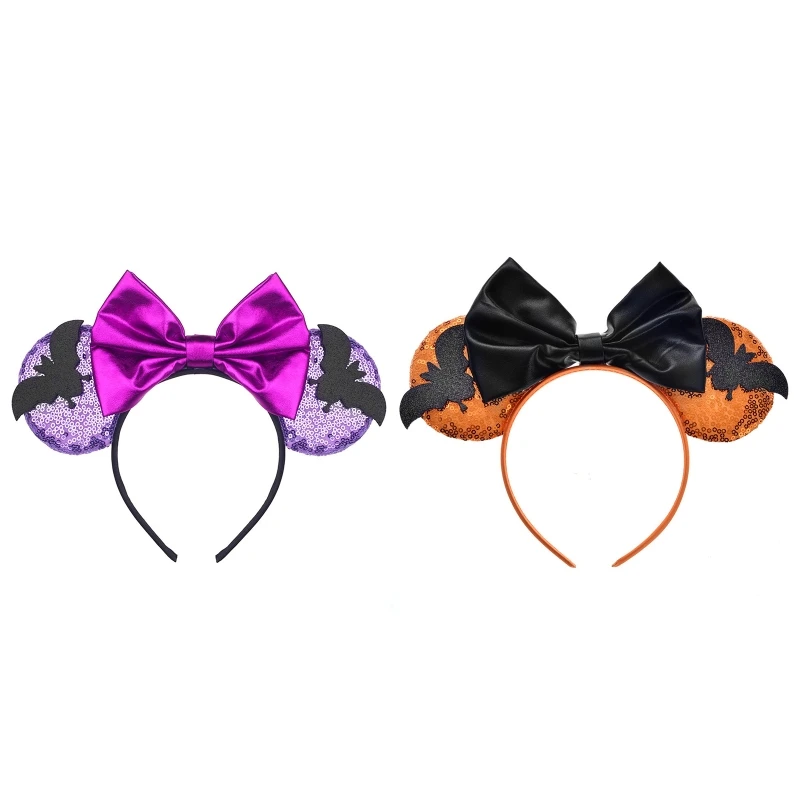 

Halloween Bow Headband Sequin Mouse Ear Headbands For Girls Bowknot Hair Hoop Bows Decor Fashion Mouse Ears Hairband Dropship