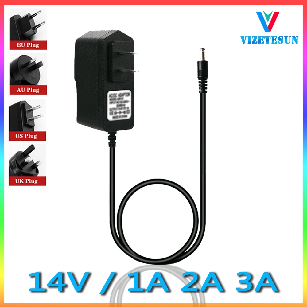 

14V 1A 2A 3A Monitoring Equipment Power Adapter DC 5.5*2.1MM Universal Regulated Power Cord