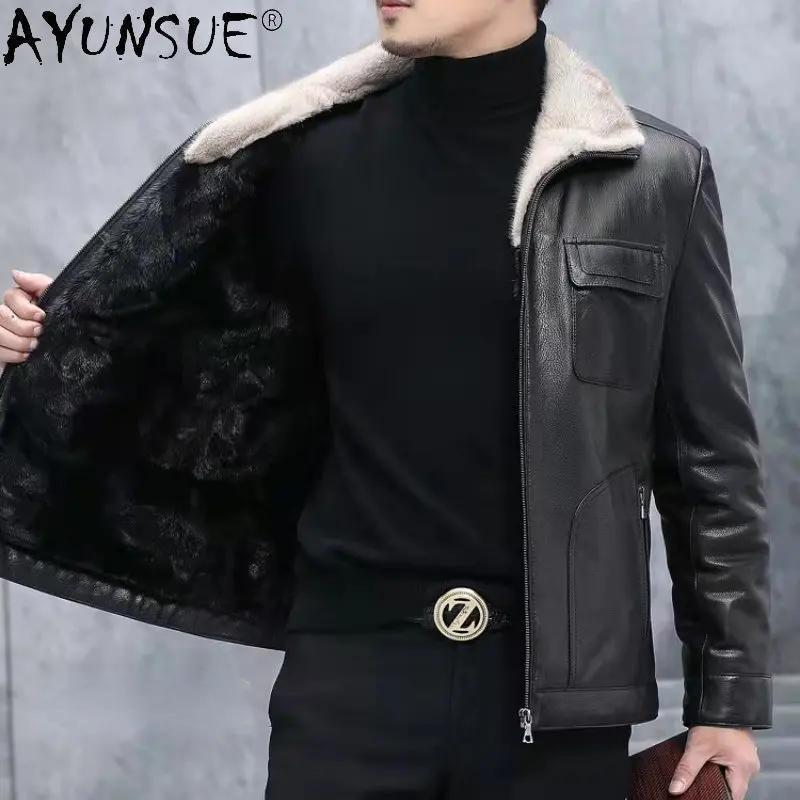 AYUNSUE Genuine Leather Jacket Men Real Cowhide Mink Fur Linner Real Fur Coat Man Mink Fur Collar Winter Jackets 2022 Jaqueta
AYUNSUE Genuine Leather Jacket Men Real Cowhide Mink Fur Linner Real Fur Coat Man Mink Fur Collar Winter Jackets 2022 Jaqueta