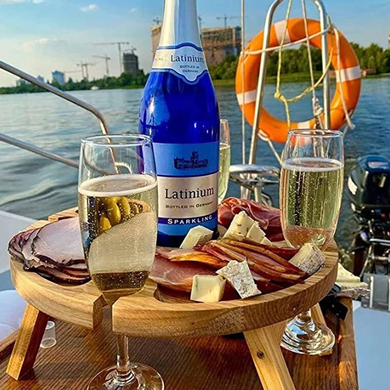 Wooden Outdoor Folding Picnic Table With Glasses Holder Round Foldable Desk Wine Glass Rack Collapsible Table For Garden Party
Wooden Outdoor Folding Picnic Table With Glasses Holder Round Foldable Desk Wine Glass Rack Collapsible Table For Garden Party