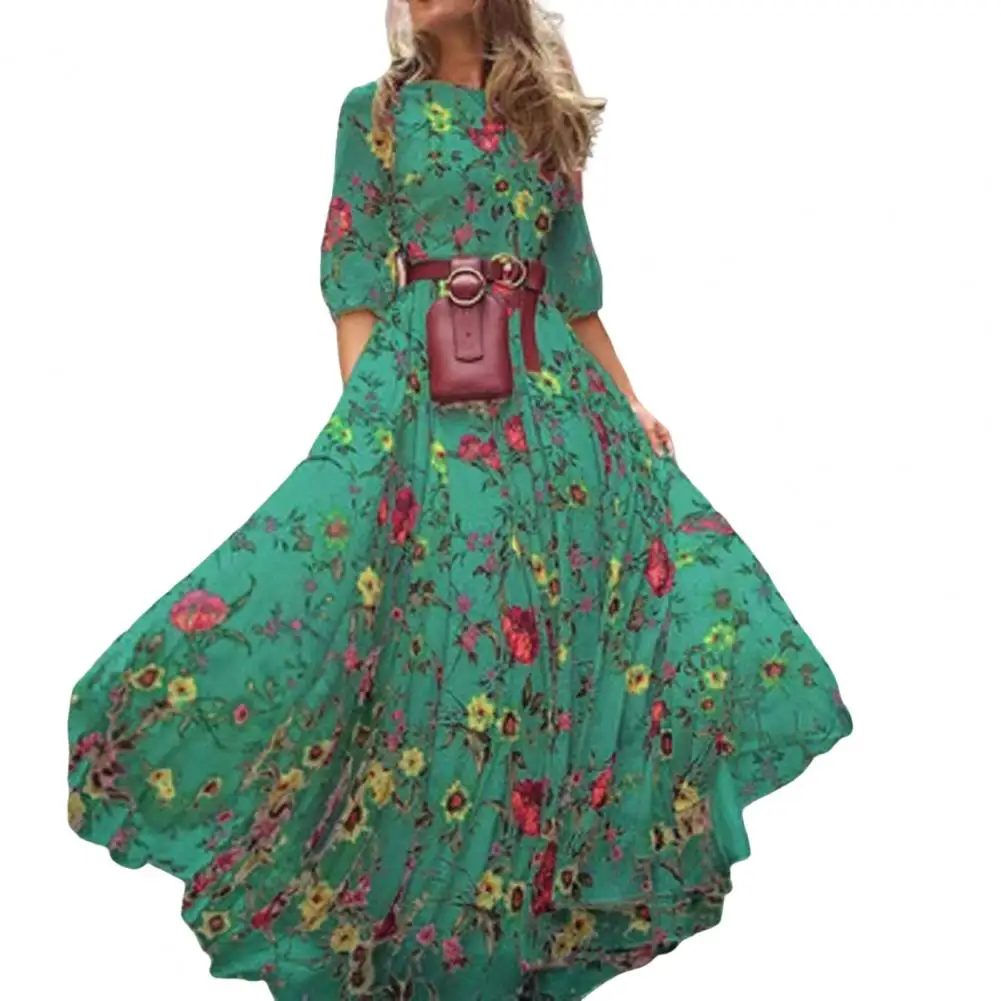 Vintage Women Floral Print A-line Dress with French Style Three Quarter Sleeves High Waist Pleated O Dress
Vintage Women Floral Print A-line Dress with French Style Three Quarter Sleeves High Waist Pleated O Dress