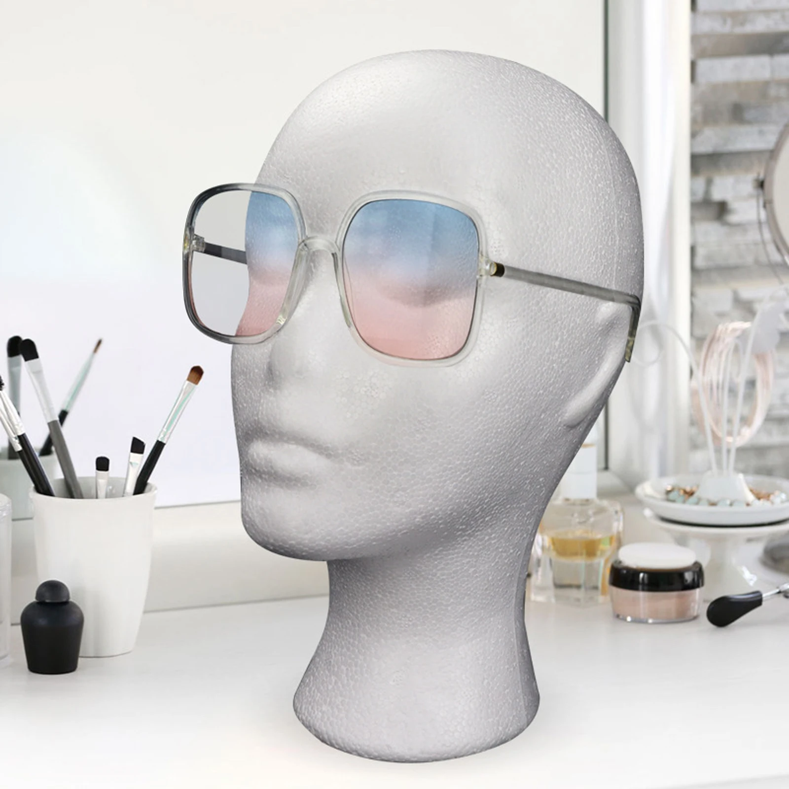 

1 PC Female Styrofoam Foam Mannequin Manikin Head Model Hat Glasses Display Foam Mannequin Head Model Hat Wig Display Stand Rack