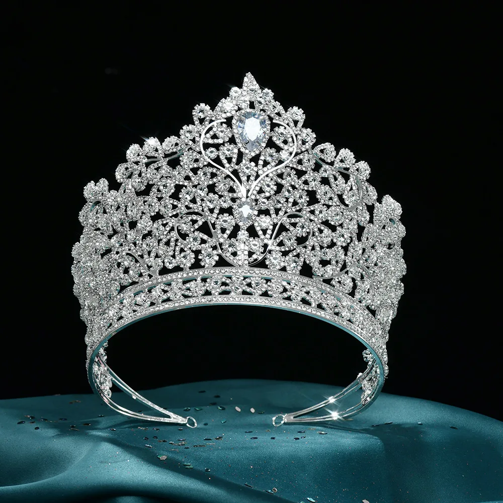 

Luxury Cubic Zirconia Royal Queen Tiaras Women Hairband Sliver Bridal Crowns Jewelry Pageant Diadem Wedding European Headpieces