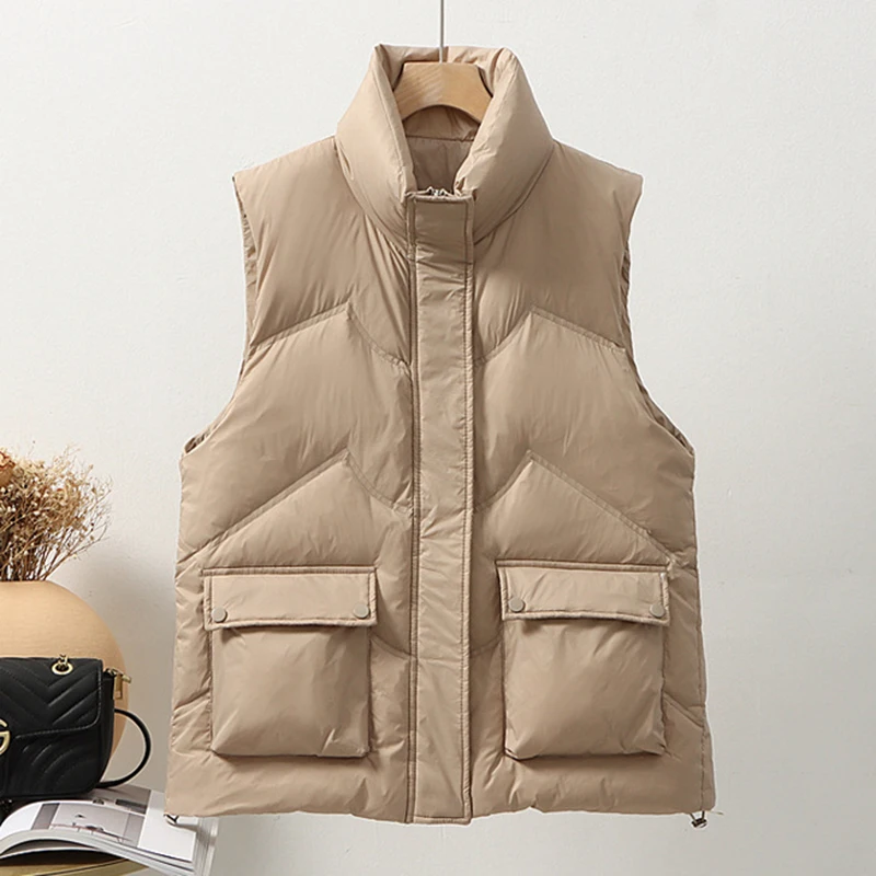 

SEDUTMO Winter Ultra Light Thin Vest Duck Down Women Pocket Jackets Short Waistcoat Autumn Casual Slim Parkas ED2044