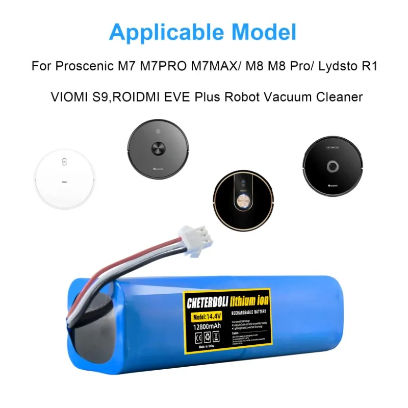 

Replacement for XiaoMi Lydsto R1 Roidmi Eve Plus Viomi S9 Robot Vacuum Cleaner Battery Pack Capacity 12800mAh Accessories Parts
