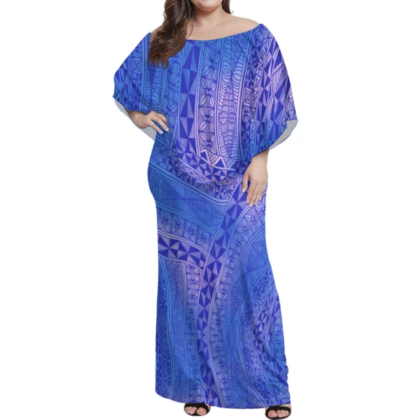 

2023 Sublimated Samoan Polynesian Traditional Tribal Classic Design Ladies Big Poncho Dress Loose Frill Women Homewear