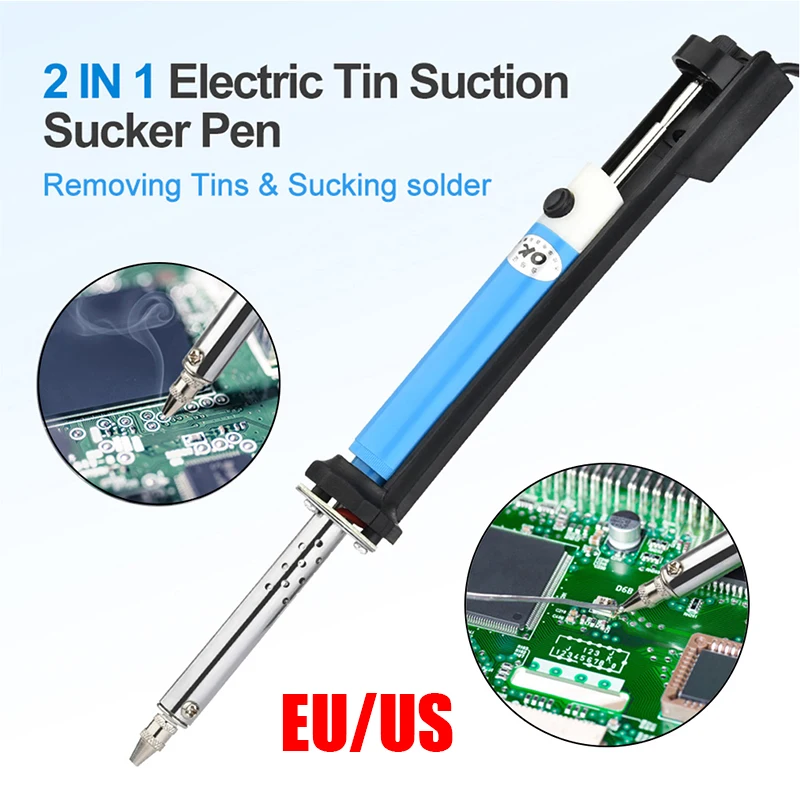 New EU/US Electric Tin Suction Sucker Pen Soldering Iron 30W PCB Solder Suction Desoldering Machine Vacuum Pump Welding Tools
New EU/US Electric Tin Suction Sucker Pen Soldering Iron 30W PCB Solder Suction Desoldering Machine Vacuum Pump Welding Tools