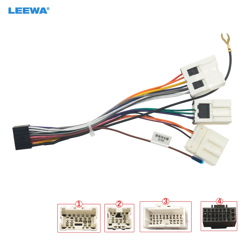 

LEEWA Car 16pin Power Cord Wiring Harness Adapter For Nissan Paladin(04-04)/Teana(04-08) Installation Head Unit #CA3278