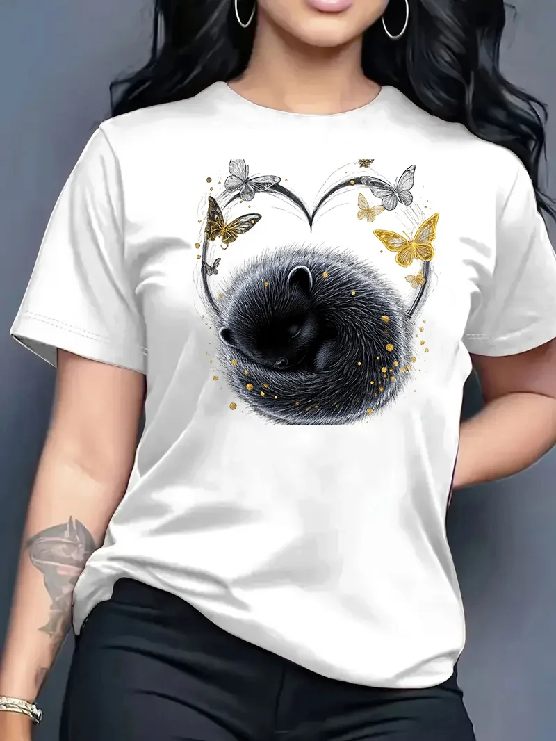 تي شيرت نسائي صيفي جديد 2026 بطبعة عصرية ورقبة مستديرة، قميص كاجوال متعدد الاستخدامات بأكمام قصيرة، توب Y2k تي شيرت نسائي صيفي جديد 2026 بطبعة عصرية ورقبة مستديرة، قميص كاجوال متعدد الاستخدامات بأكمام قصيرة، توب Y2k