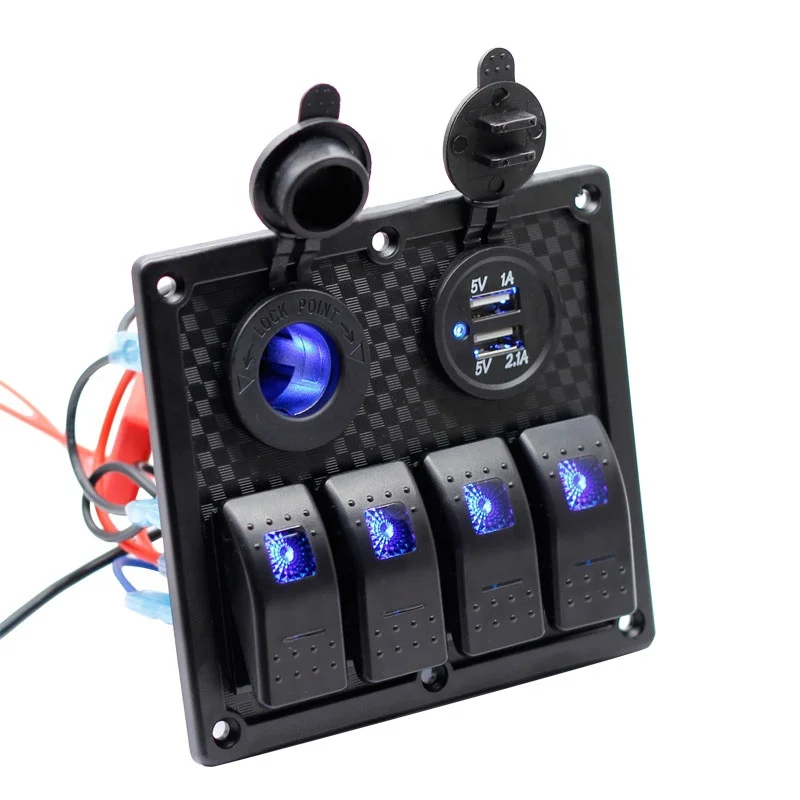 Waterproof 12V 24V Led Light Push Button Toggle 4 Gang Electrical Car Rocker Boat Marine Control Switch Panel Socket
Waterproof 12V 24V Led Light Push Button Toggle 4 Gang Electrical Car Rocker Boat Marine Control Switch Panel Socket