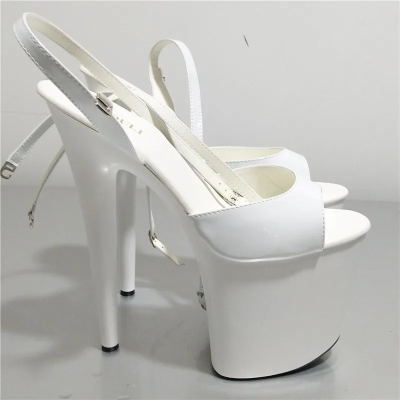 

Sexy High Platform Lined Sandal 8 Inch Heel White bride wedding dress sexy ultra high thin heels 20cm women's dance shoes