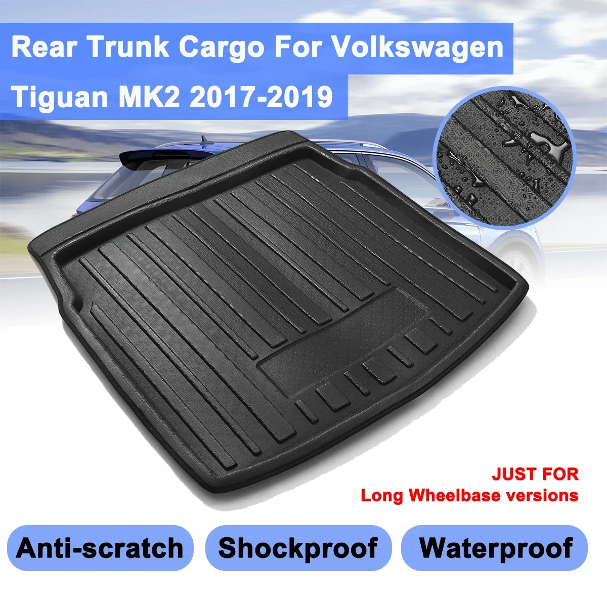 

Boot Tray Rear Trunk Cover Matt Car Cargo Liner For Volkswagen For VW Tiguan MK2 2017 2018 2019 Mat Floor Carpet Kick Pad