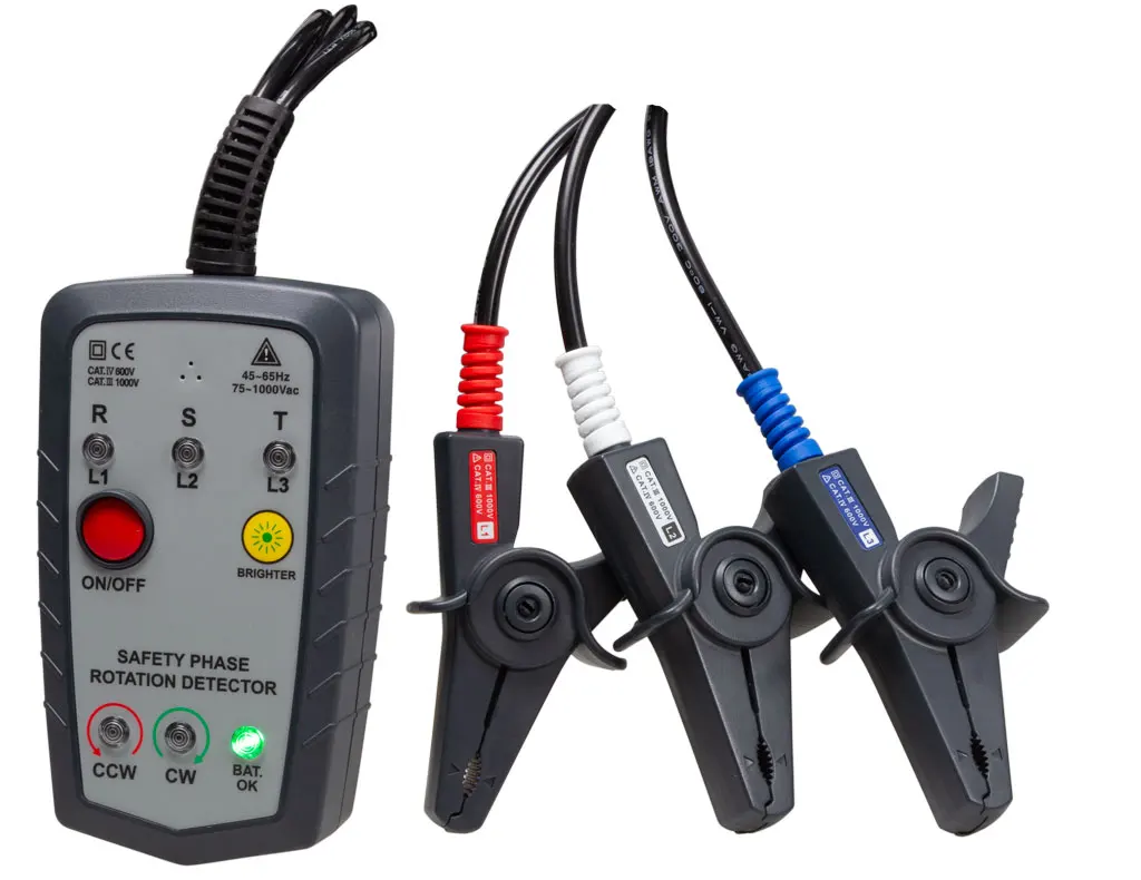 PHS-865 Three Phase Sequence Rotation Indicator Tester non contact 75 - 1000 VAC Checker Meter
PHS-865 Three Phase Sequence Rotation Indicator Tester non contact 75 - 1000 VAC Checker Meter