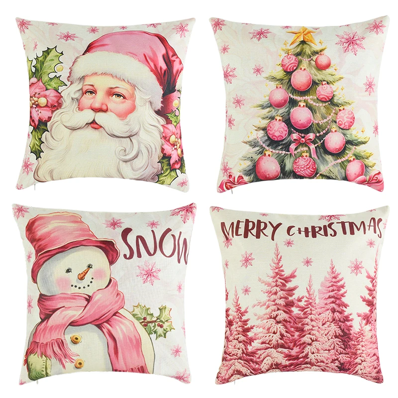 

45*45cm Christmas Cushion Cover Santa Claus Sofa Pillowcase Merry Christmas Decor For Home 2023 Navidad Xams Gifts New Year 2024