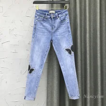 Korean Style Jeans Women's Clothing 2022 Spring Summer New Slim Fit Skinny Stretch Denim Pants Diamond Butterfly Pencil Trousers 
Korean Style Jeans Women's Clothing 2022 Spring Summer New Slim Fit Skinny Stretch Denim Pants Diamond Butterfly Pencil Trousers