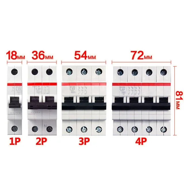 

SH204 4P MCB 84*72mm 230/400V overload short circuit protection control isolation