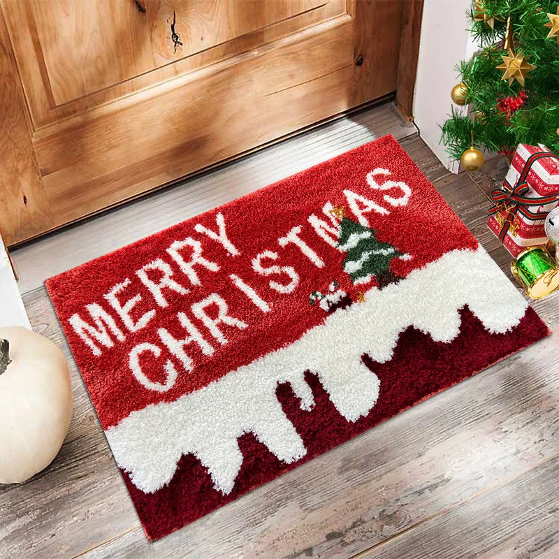 

Merry Christmas Decor Doormat Xmas Holiday Welcome Floor Mat Soft Tufting Rug Front Door Non Slip Kitchen Bathroom Foot Pad