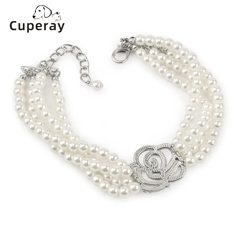 Pet Pearl Necklace 4 Rows Dog Cat Pearls Collar with Crystal Flower Charm Dog Rhinestones Collar Jewelry for Pets Cats Small Dog
Pet Pearl Necklace 4 Rows Dog Cat Pearls Collar with Crystal Flower Charm Dog Rhinestones Collar Jewelry for Pets Cats Small Dog
