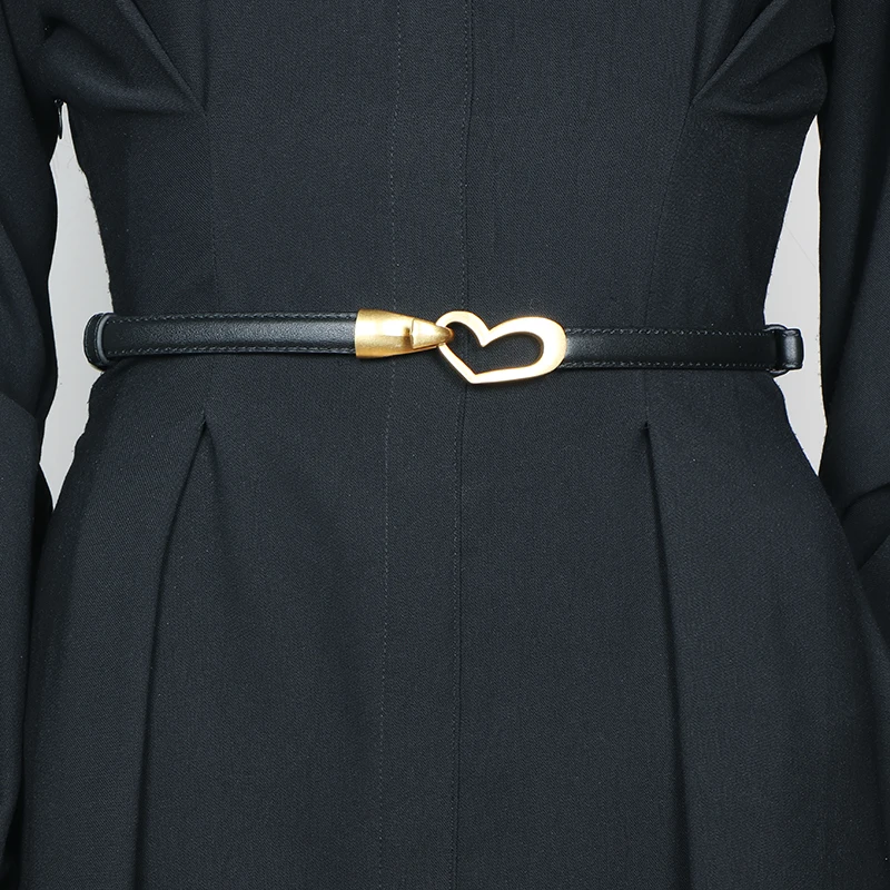 Womens Thin Belts Skinny Leather Dress Belt, Fashion Gold Heart shaped buckle for Jeans Pants
Womens Thin Belts Skinny Leather Dress Belt, Fashion Gold Heart shaped buckle for Jeans Pants