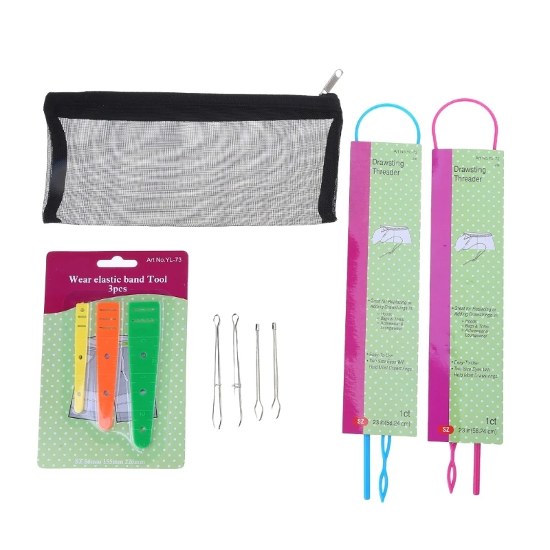 Y1UB 9Pcs Drawstring Threader Kits Includes Flexible Drawstring Threader, Flat Elastic Cord Threader, Tweezers, Zipper Bag
Y1UB 9Pcs Drawstring Threader Kits Includes Flexible Drawstring Threader, Flat Elastic Cord Threader, Tweezers, Zipper Bag