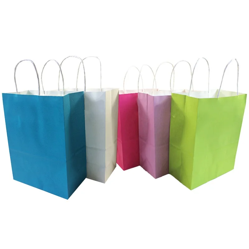 

30 Pcs/lot Natural Kraft Paper Bag With Handle Wedding Party Favor Recyclable Paper Gift/Shopping Bags 27*21*11cm