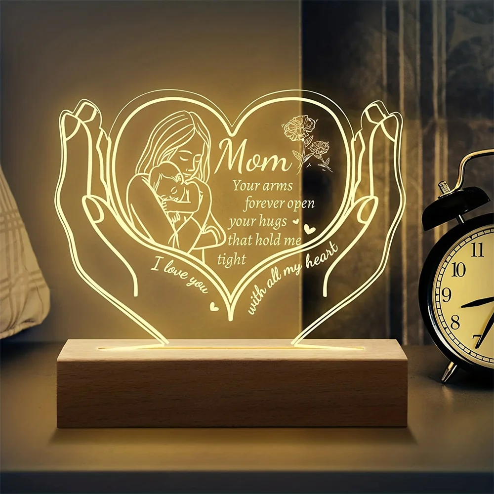 

Unique LED Bedside Lamp Personalized 3D Night Light Customized Text for Mother's Day Father's Day 3D Nightlight Gifts Decoration