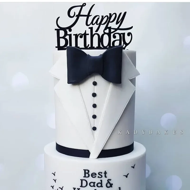 

Acrylic Suit Tie Concise Atmosphere Happy Birthday Decorating Cake Topper Kids Boy Birthday Party Cake Toppers Decoration