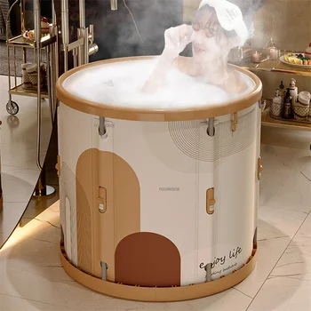 모던하고 심플한 원형 접이식 욕조, 가정용 목욕 배럴, 호텔 빌라 욕실 비데, 야외 캠핑 휴대용 샤워 버킷 Z 상품 이미지