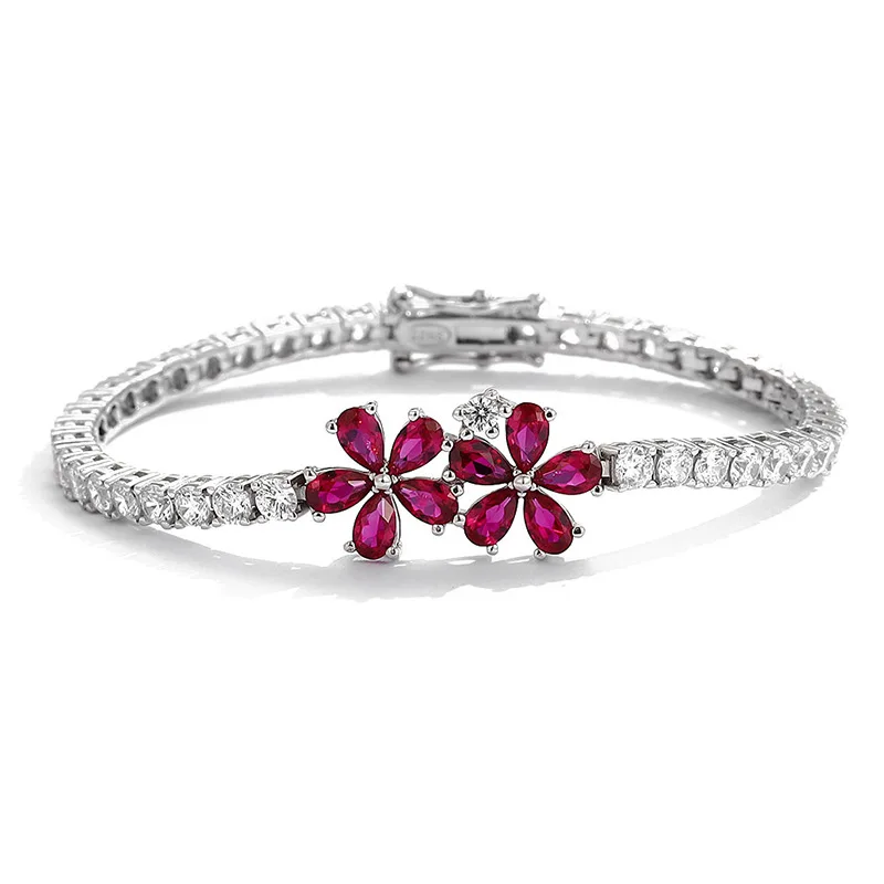925 Sterling Silver Tennis Bracelet Red Corundum Daisy Women's Bracelet Flower ins Diamonds Valentine's Day Birthday Gift
925 Sterling Silver Tennis Bracelet Red Corundum Daisy Women's Bracelet Flower ins Diamonds Valentine's Day Birthday Gift