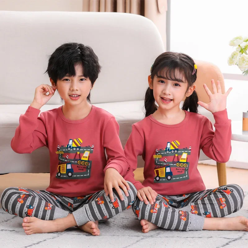 

Kids Pajamas 2023 Autumn Winter Girls Boys Sleepwear Nightwear Baby Clothes Animal Cartoon Pajama Sets Cotton Children's Pyjamas