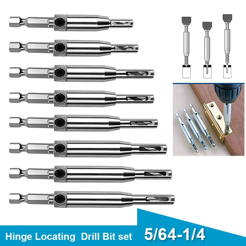 NEW 5/64-1/4 Self Centering Hinge Drill Bit Set HSS Center Drill Bit Door Cabinet Hinge Locating Hole Cutter Woodworking Tool 
NEW 5/64-1/4 Self Centering Hinge Drill Bit Set HSS Center Drill Bit Door Cabinet Hinge Locating Hole Cutter Woodworking Tool