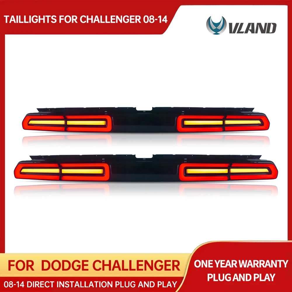 

VLAND Car Accessories LED Tail Lights Assembly For Dodge Challenger 2008-2014 Tail Lamp Amber/Red Sequential Turn Signal Light