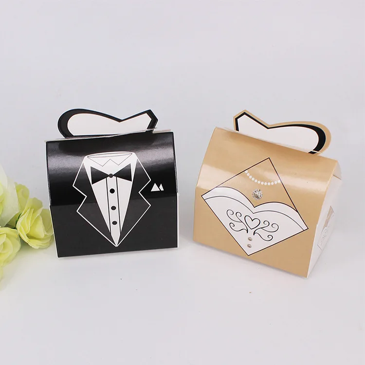 

50 шт. свадебные коробки для конфет, Подарочный пакет для невесты и жениха для гостей, маленькие складные бумажные коробки для печенья и шоколада