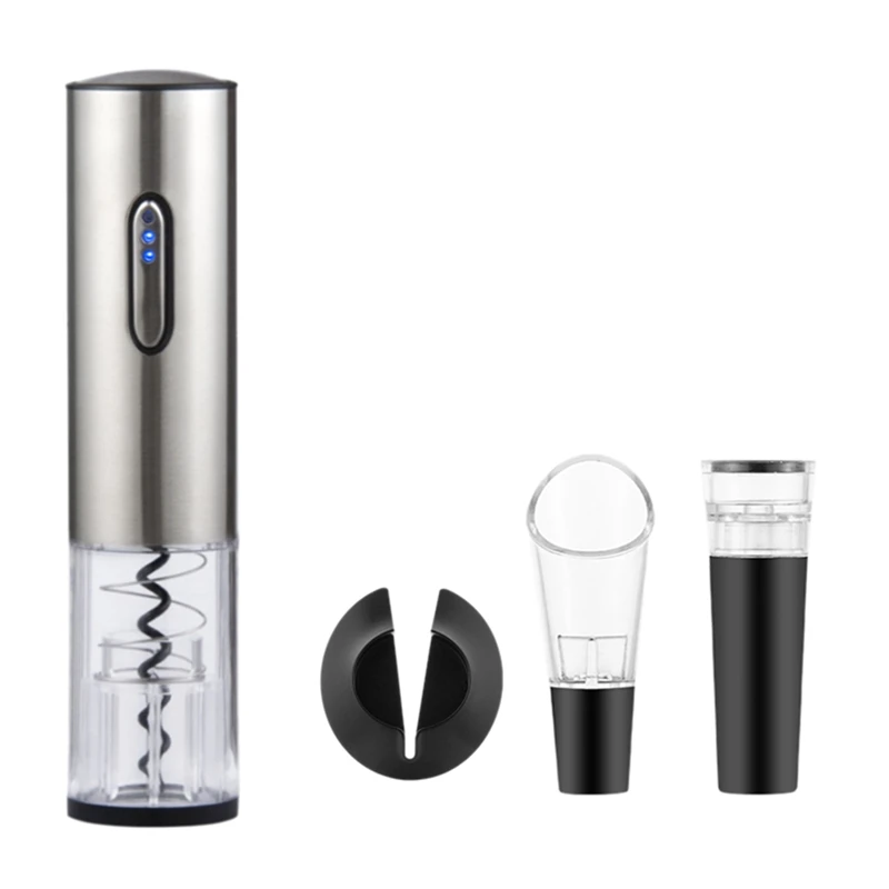 Rechargeable Wine Opener 4-In-1 Wine Opener Wine Opener Set With Foil Cutter Vacuum Stopper And Wine Pourer
Rechargeable Wine Opener 4-In-1 Wine Opener Wine Opener Set With Foil Cutter Vacuum Stopper And Wine Pourer