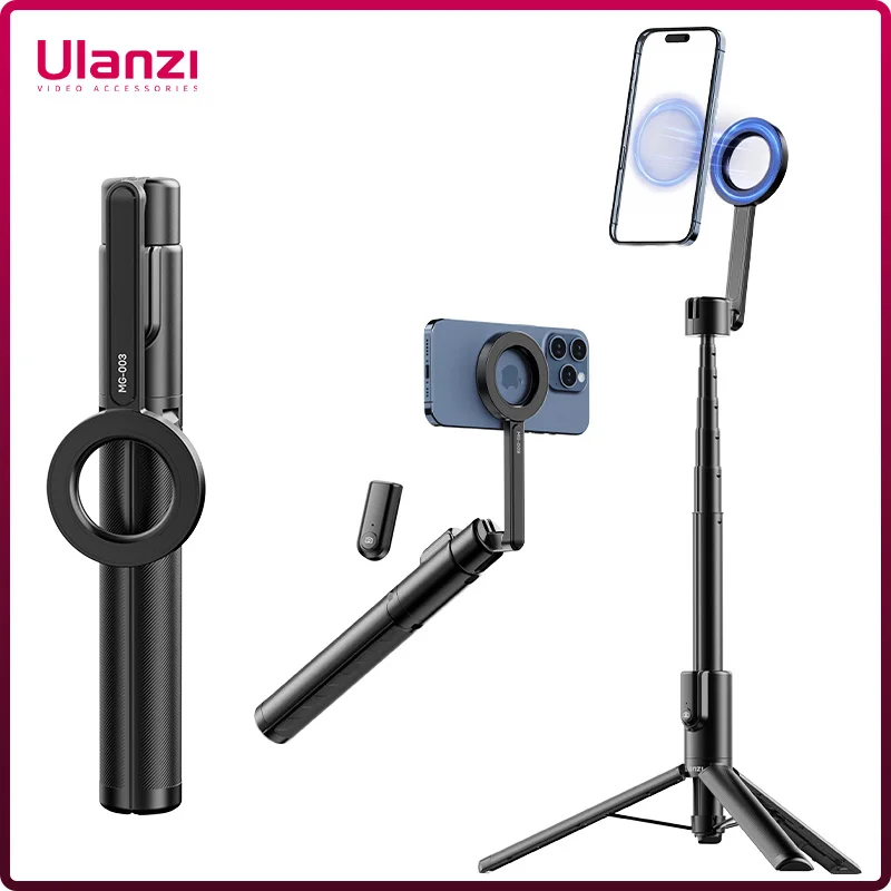 

Ulanzi MG-003 Pro Magnetic Phone Selfie Stick Tripod 1.36m Extendable Selfie Tripod for iPhone 15 14 13 12 Vlog Livestreaming