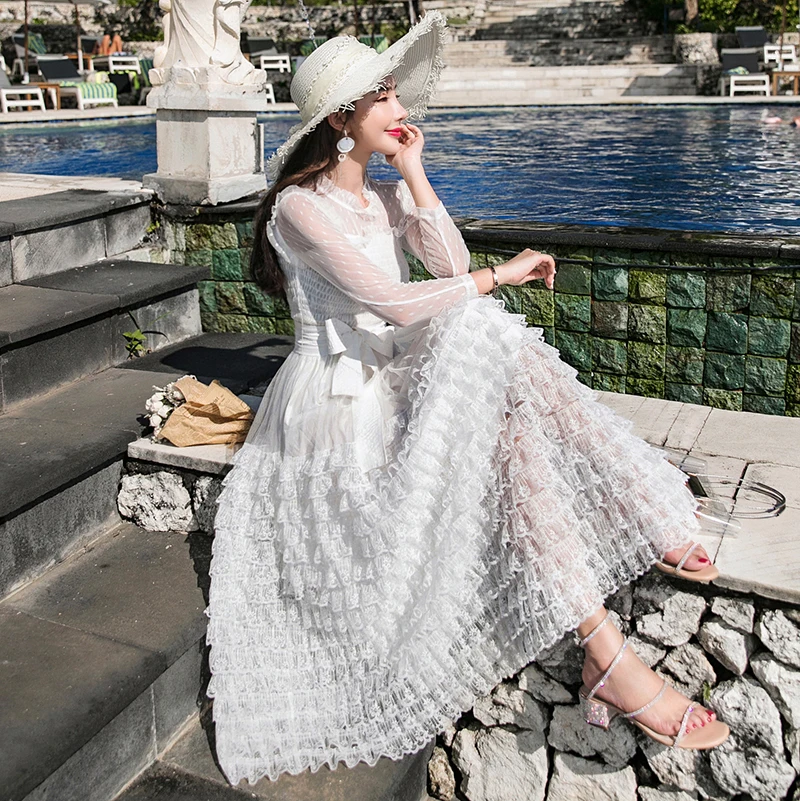 Transparent Polka Dot Long Sleeve Women Dress Layered Lace Cake Dress Ruffles Ball Gown Bridesmaid Dress Vestidos Mujer Robe
Transparent Polka Dot Long Sleeve Women Dress Layered Lace Cake Dress Ruffles Ball Gown Bridesmaid Dress Vestidos Mujer Robe