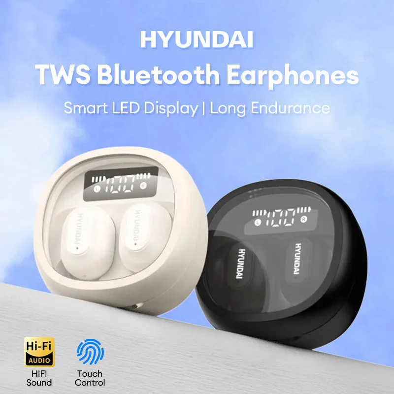 

Choice HYUNDAI HY-T11 TWS Wireless Bluetooth 5.3 Earbuds HIFI Stereo Sound Gaming Earphones Long Standby Headphones LED Display