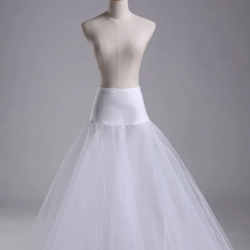 

Womens White 1 Hoop A Line Two Layers Petticoat Bridal Wedding Dress Elastic Wai