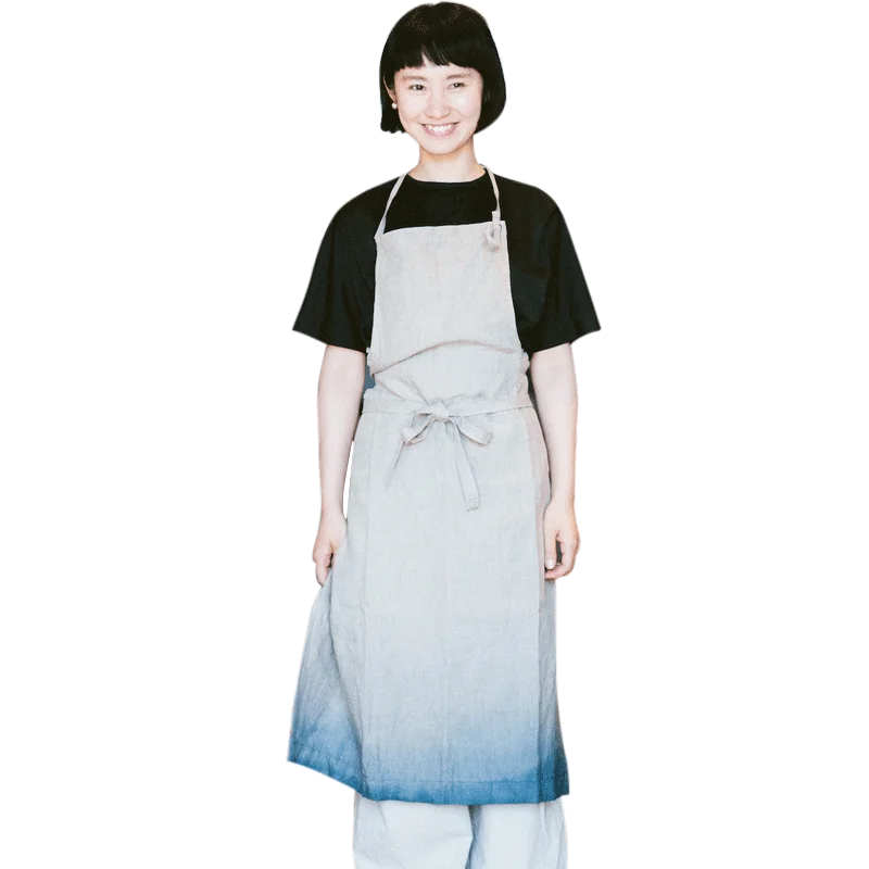 

Household Cleaning Japanese Tie-dye Gardening Apron Linen Dress for Women for Coffee Shop Cooking Baking Restaurant Apron