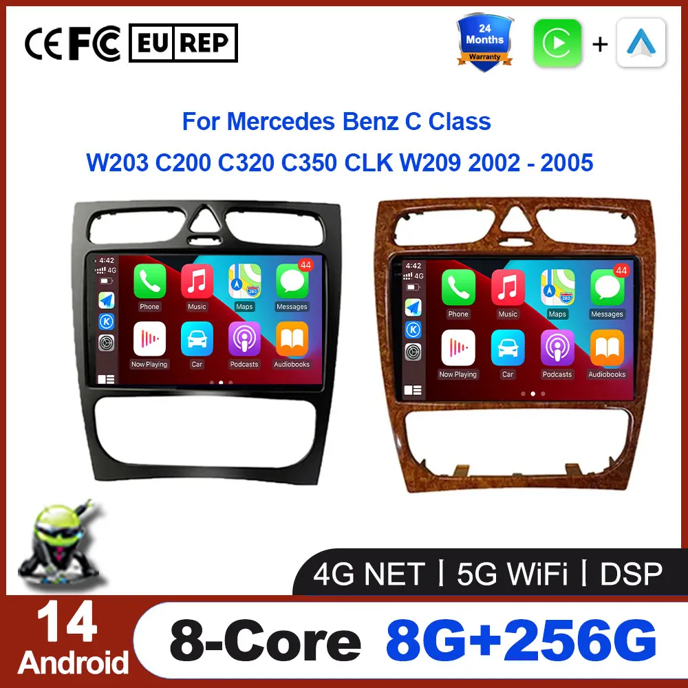 Android 14 для Mercedes Benz C Class W203 C200 C320 C350 CLK W209 2002-2005, автомобильное радио, мультимедийный видеоплеер, навигация GPS
Android 14 для Mercedes Benz C Class W203 C200 C320 C350 CLK W209 2002-2005, автомобильное радио, мультимедийный видеоплеер, навигация GPS