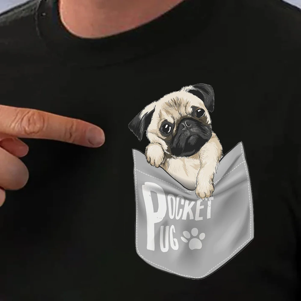 

CLOOCL Pug Dog T-shirts Funny Animals Sticker Printed T-shirt Adult Teens Summer Short Sleeve Shirts Tops Dropshipping