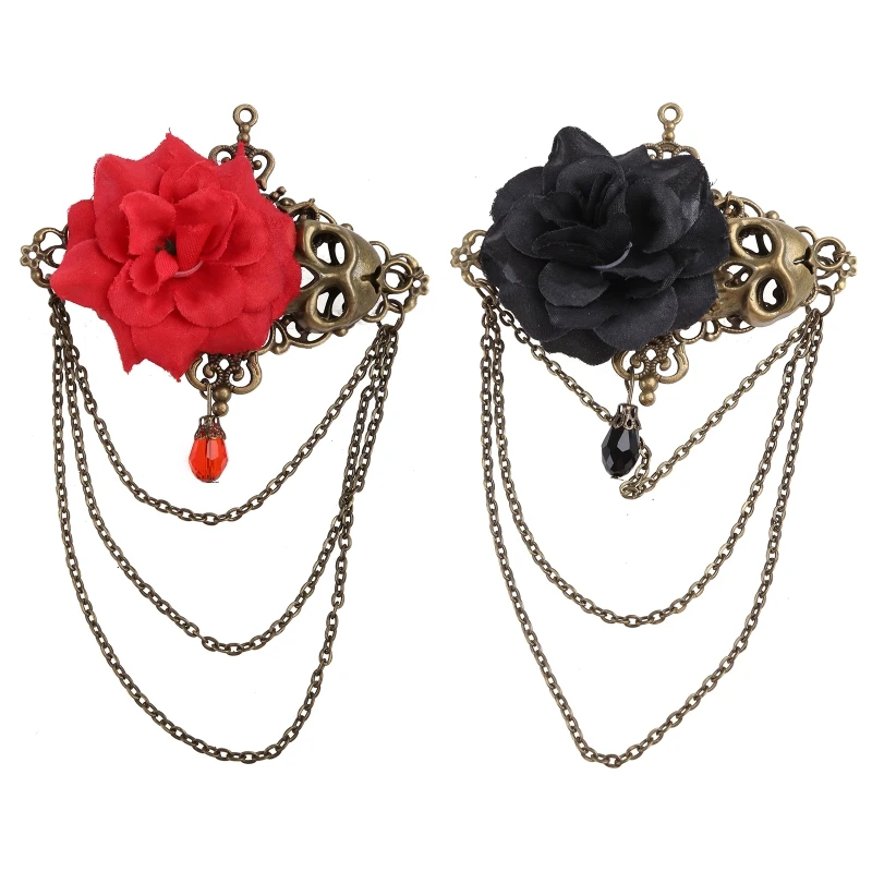 

2XPC Skeleton Rose Brooch Hairpins Female Gothic Plastic Clips Headdress Hair Clip for Kids Bangs Hold Props