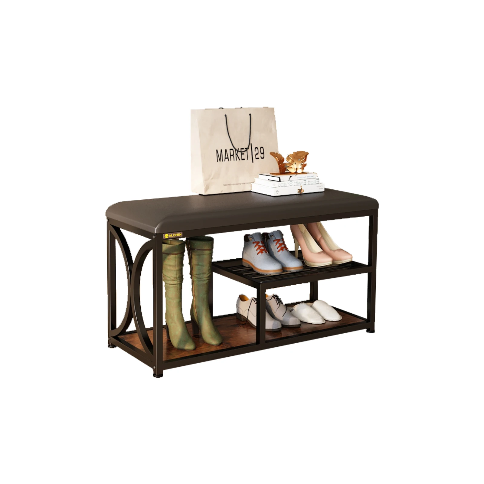 Shoe Rack Bench for Entryway with Padded Seat,Industrial Entry Bench with Shoe Storage Shelf ,3-Tier Small Rustic Shoe Rack
Shoe Rack Bench for Entryway with Padded Seat,Industrial Entry Bench with Shoe Storage Shelf ,3-Tier Small Rustic Shoe Rack