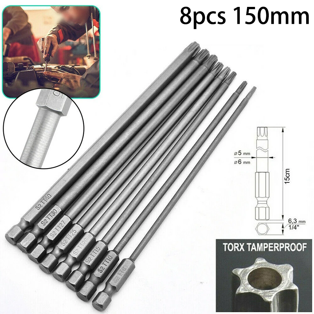 8Pcs 1/4 Inch Hex Magnetic Torx Screwdriver Bit Set Hand Tool 150MM Extra Long For Electric Screwdriver Manual Screwdriver Tools
8Pcs 1/4 Inch Hex Magnetic Torx Screwdriver Bit Set Hand Tool 150MM Extra Long For Electric Screwdriver Manual Screwdriver Tools