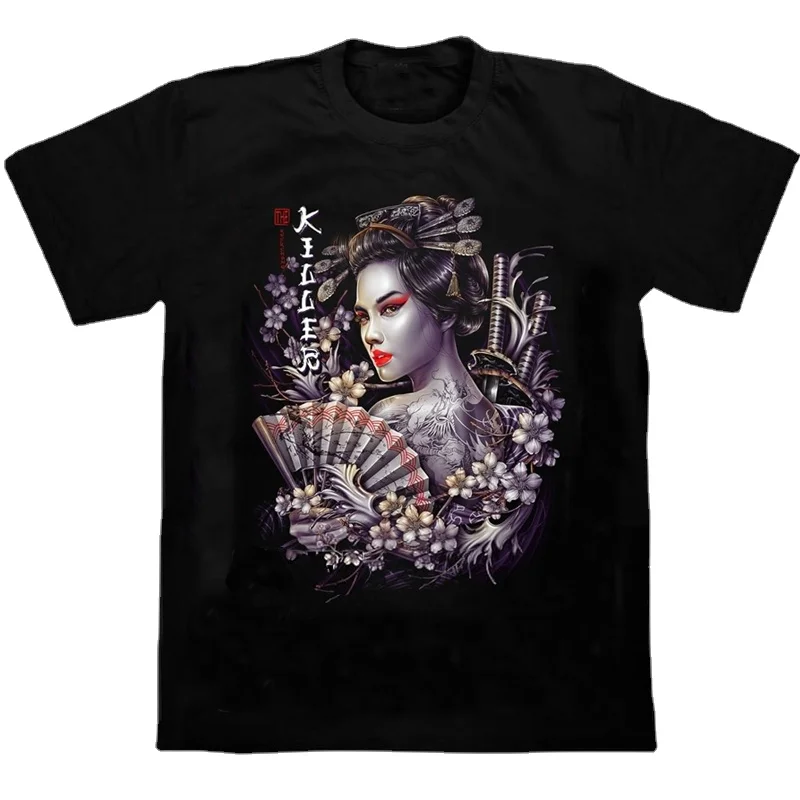 Japanese Harajuku Style Beauty Geisha Samurai Sword Cherry Blossom T-Shirt Cotton Round Neck Short Sleeve T Shirt Double Sided
Japanese Harajuku Style Beauty Geisha Samurai Sword Cherry Blossom T-Shirt Cotton Round Neck Short Sleeve T Shirt Double Sided