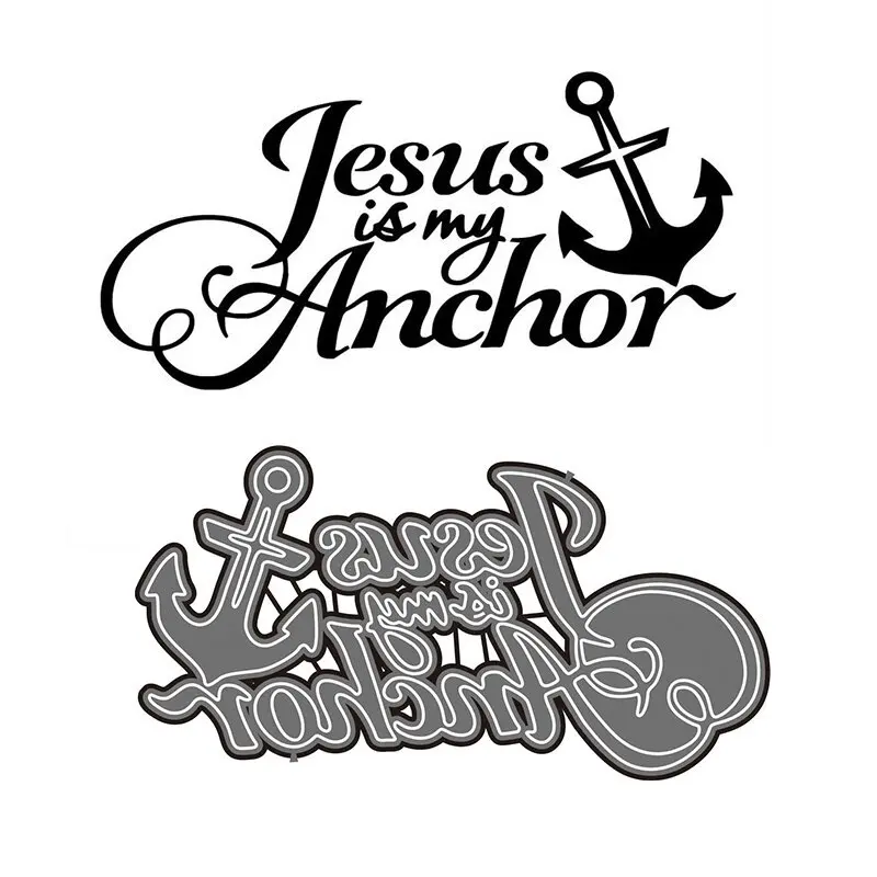 

Jesus Is My Anchor Words Metal Cutting Dies for Scrapbooking DIY Photo Album Card Making Decorative Scrapbook